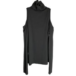 Cache Top Womens Sz‎ S Black Peek A Boo Long Cold Shoulder Turtleneck Pullover